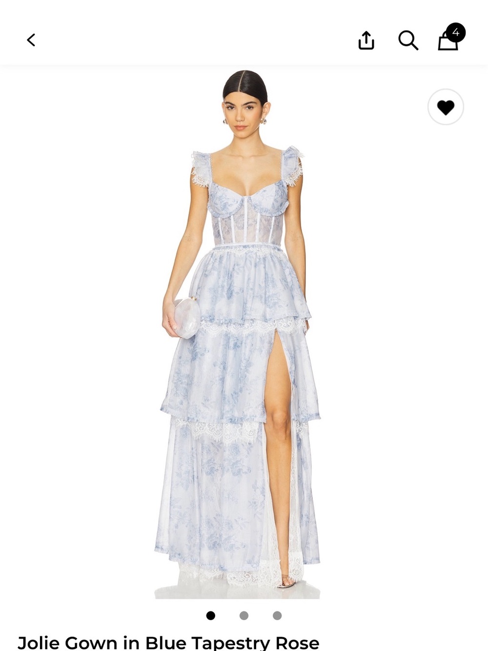 V. Chapman Light Blue Tapestry Rose Tiered Gown